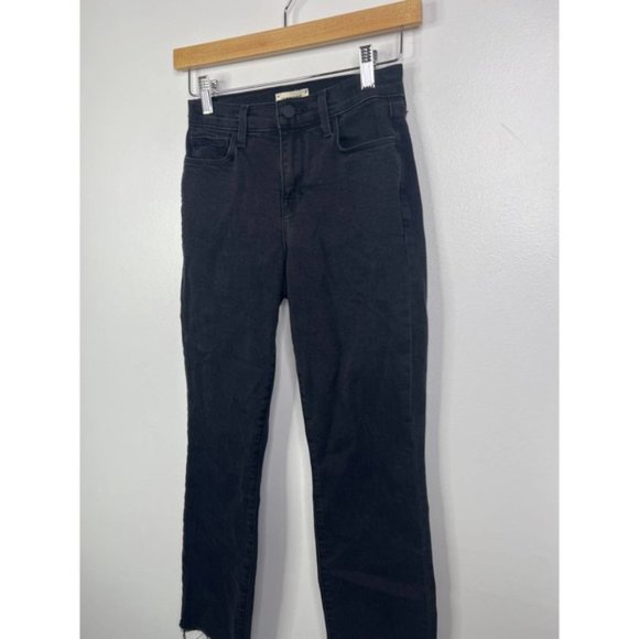 L'agence Sada Straight Leg High Rise Raw Hem Jeans Women's Black Size: 23 NWOT - Picture 3 of 9